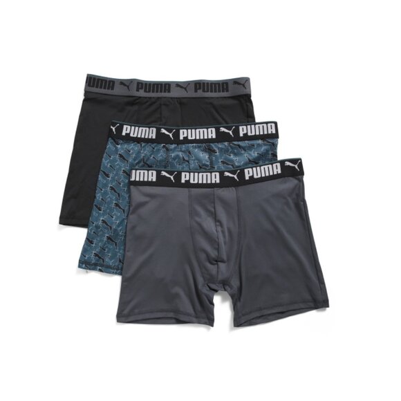 PUMA Grey/black Men's 3pk Sportstyle Boxer Briefs - Picture 1 of 2
